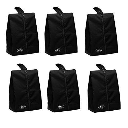 Lify Shoe Storage Organizer Bags Set, Water-Resistant Nylon Fabric with Sturdy Zipper for Traveling (6 Pack) (Black- 6Pcs) - Image 1