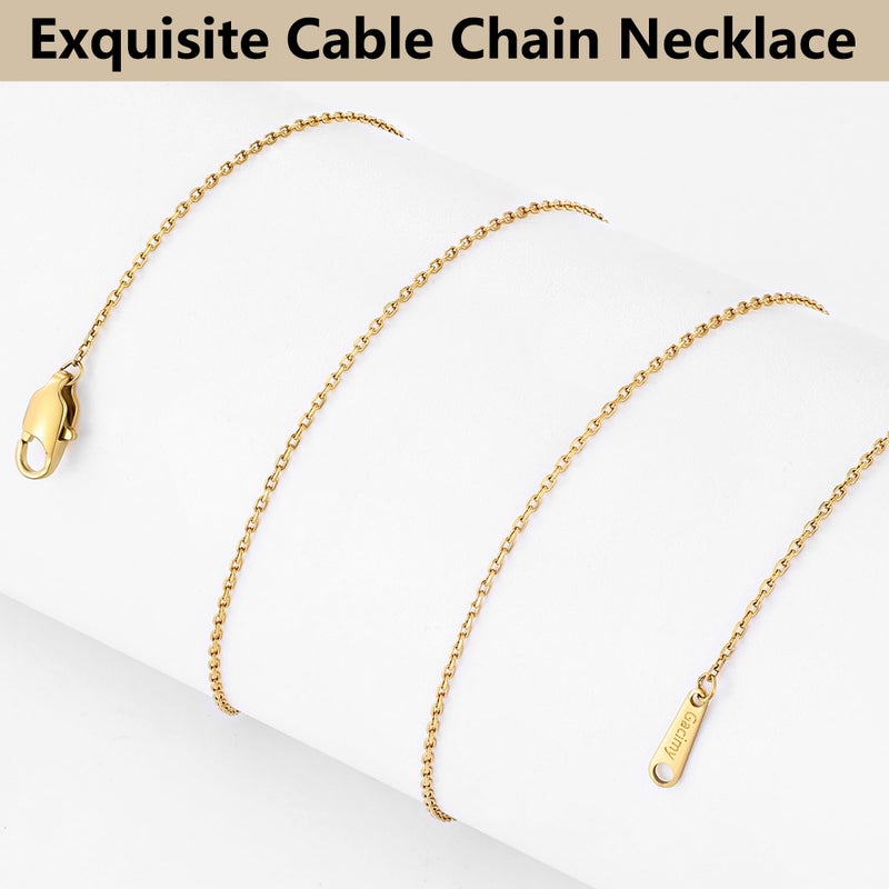 Gacimy Chain Necklace for Women, 14K Gold Plated Cable Chain for Women, 1.1mm Thin Dainty Necklace Chains 18 Inch - Image 5