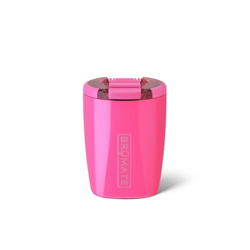 BrÃ¼Mate BrüMate Rocks 100% Leak-Proof 12oz Insulated Lowball Cocktail & Whiskey Tumbler - Double Wall Vacuum Stainless Steel - Camping, Travel Tumbler & Cocktail Glass (Neon Pink) - Image 5