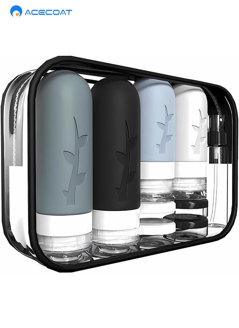 Travel Bottles for Toiletries, 18pack Tsa Approved 90ml Travel Size Containers for Toiletries BPA Free Leak Proof Refillable Liquid Silicone Squeezable Travel Accessories for Shampoo Conditioner Lotion