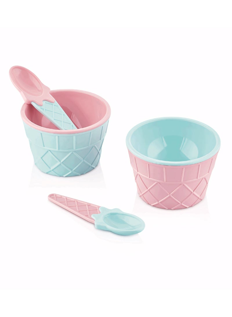 QLUX 9-Piece Ice Cream Set (4 Bowl, 1 Big Spoons, 4 Small Spoons) - Image 2