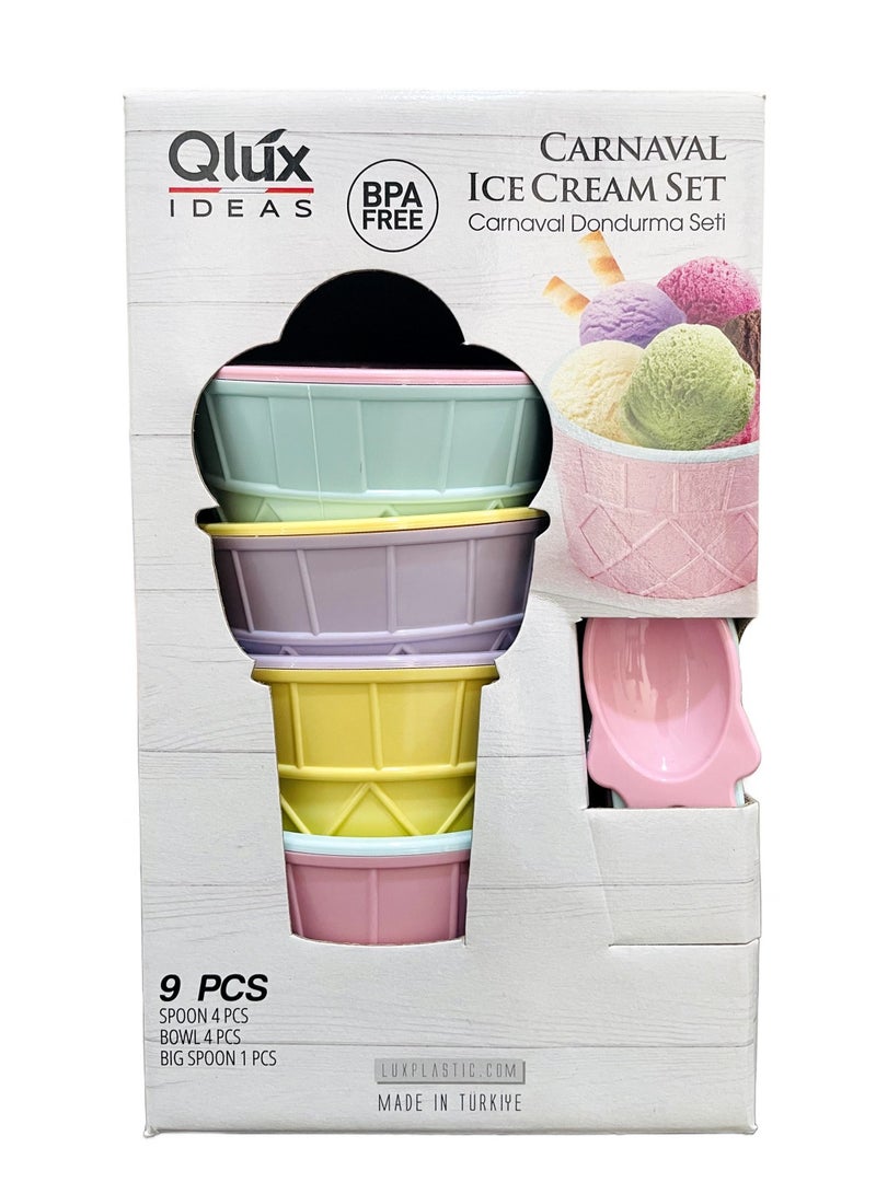 QLUX 9-Piece Ice Cream Set (4 Bowl, 1 Big Spoons, 4 Small Spoons) - Image 5