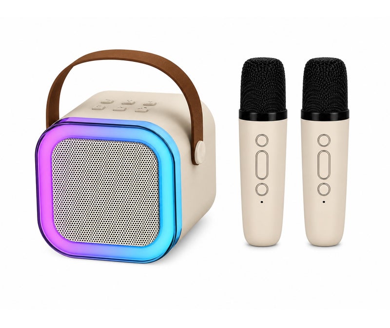 VENDIX Bluetooth Portable Karaoke Speaker with Wireless Microphones LED Light Rechargeable Kids Singing Machine for Mobile Laptop Home Party - Image 1