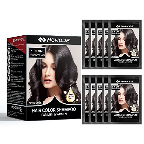 MOHOPE Black Shampoo for Grey Hair 30ml x 10Pcs | Revolutionary Instant Hair Dye | Semi Permanent Magically Only 10 Minutes Last 30 Days | Safe Natural Ingredients - Image 1
