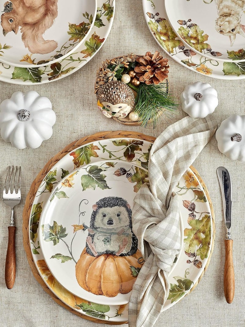 Bico Woodland Critters Ceramic Salad Plates, 8.75 inch, Set of 4, for Salad, Appetizer, Microwave & Dishwasher Safe - Image 3