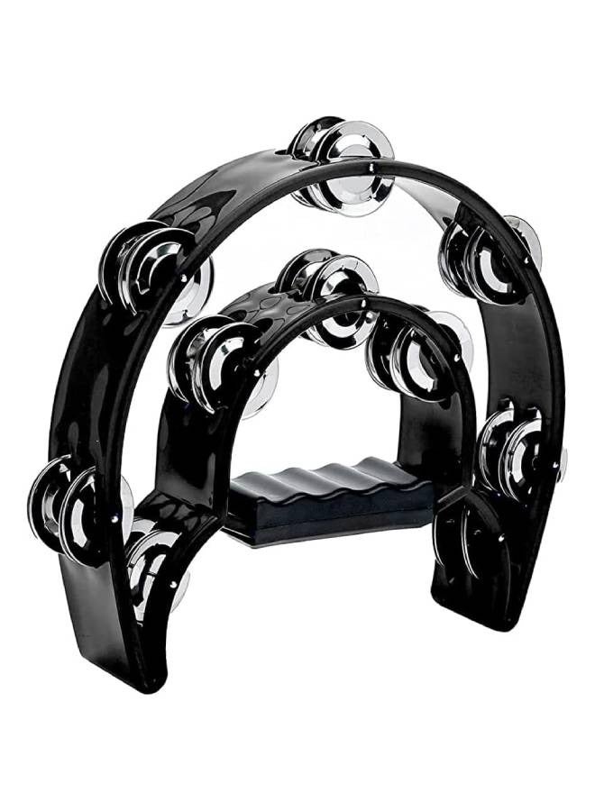 HASTHIP® Tambourine for Adult, Double Row Musical Tambourine 20 Metal Jingles Hand Held Percussion Drum, Plastic Musical Percussion Tambourines for Adults, Church, KTV, Party, Black - Image 1
