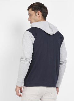 Campus Sutra Men's Grey & Navy Blue Button-Front Jacket With Contrast Detail  - Image 5