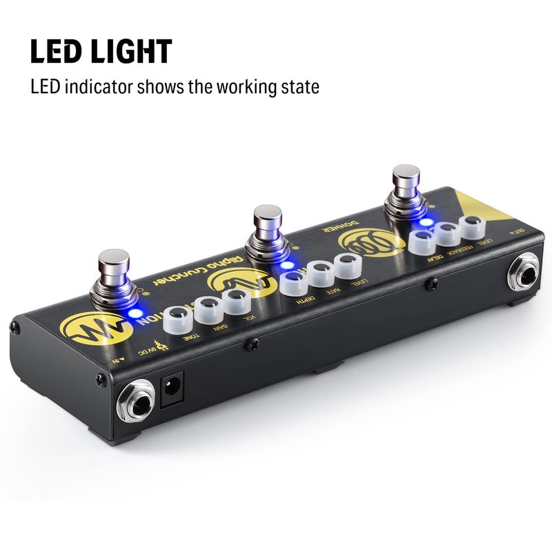 Donner Multi Effects Guitar Pedal Alpha Cruncher 3 Type Effects Delay Chorus Distortion Pedal with Adapter for Electric Guitar - Image 4