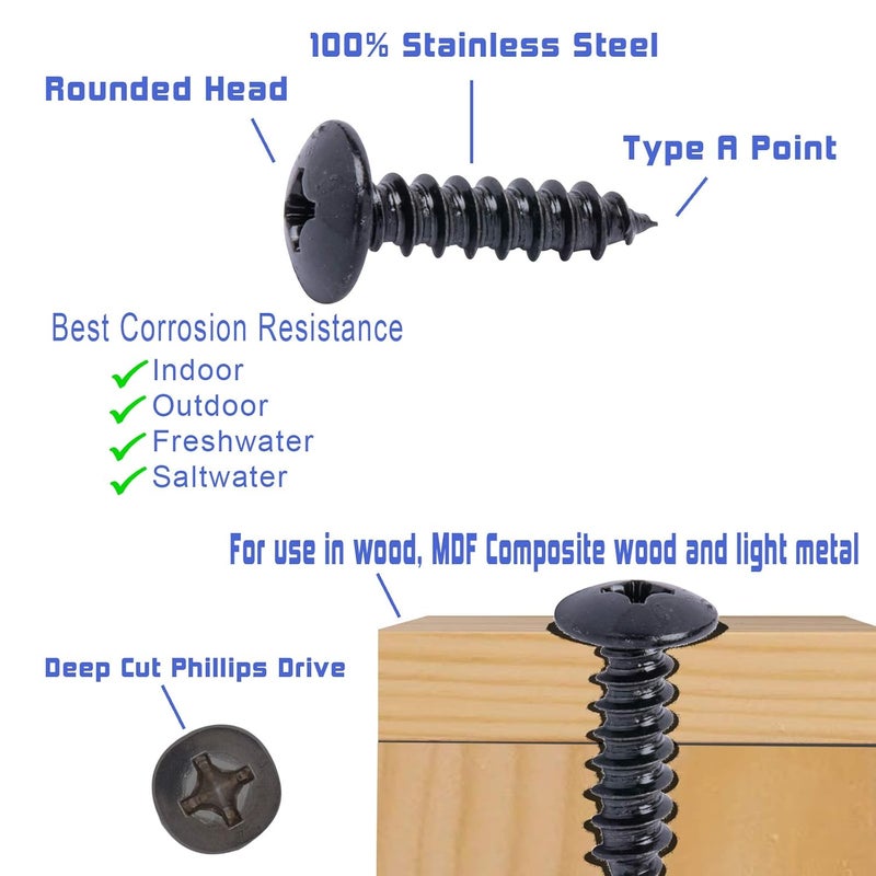 Bolt Dropper #10 X 3 inch Stainless Truss Head Phillips Wood Screw (25 Pieces), 18-8 (304) Stainless Steel Screws, ssd Screws - Image 4