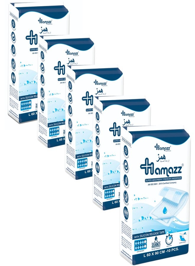 HAMAZZ Premium Underpads , Superior Absorbency,Leak Proof,Large, (60 x 90 Cm) Pack of 5,50 Count - Image 1