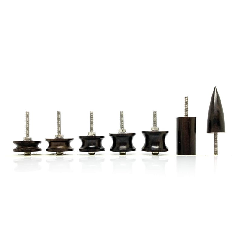 citian 7pcs Black Ebony Wood Leather Burnisher: Electric Polished Head, DIY-Friendly. Professional for Edge Burnishing & Creasing, Dremel-Compatible, Ideal for Leather Edge Treatment