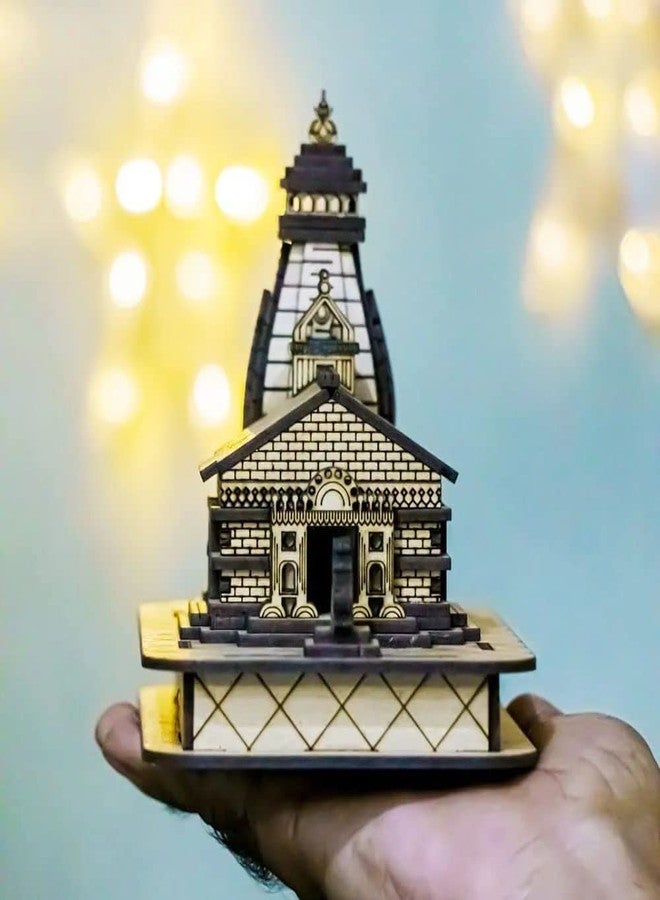 DEEP PRINT MART Kedarnath Temple Wooden Souvenir Decorative Showpiece Car Deshboard MDF Pine Wood Beautiful Kedarnath ji Temple Size 4.5 x 2.5 x 4 inch - Image 2
