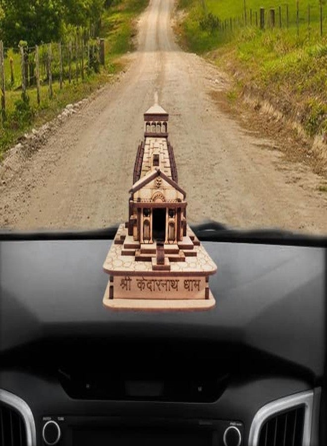 DEEP PRINT MART Kedarnath Temple Wooden Souvenir Decorative Showpiece Car Deshboard MDF Pine Wood Beautiful Kedarnath ji Temple Size 4.5 x 2.5 x 4 inch - Image 3