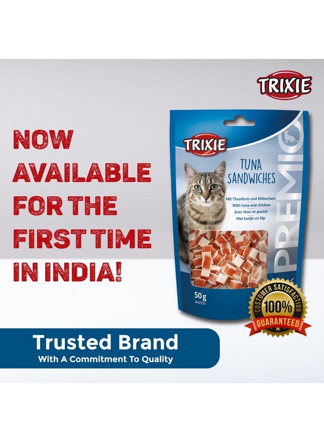 تريكسي مجموعة مكافآت القطط من مكعبات الدجاج بالجبن الفاخر وسندويشات التونة الفاخرة، مكافآت غنية بالعناصر الغذائية للقطط، مناسبة لجميع السلالات - (عبوة من قطعتين) - Image 2
