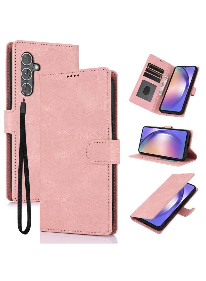 جراب هاتف من الجلد الناعم الملمس لهاتف Samsung Galaxy A16 5G (وردي)