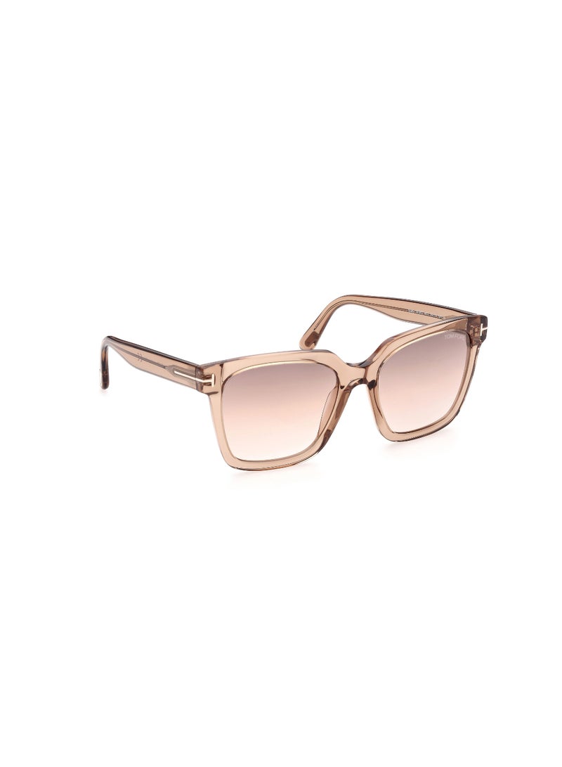 TOM FORD Women's Square Shape Acetate Sunglasses FT095245G55 Lens Size: 55 Millimeter - Shiny Light Brown - Image 3