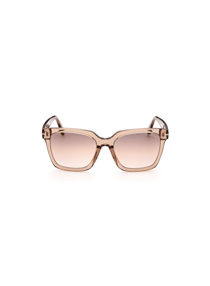 TOM FORD Women's Square Shape Acetate Sunglasses FT095245G55 Lens Size: 55 Millimeter - Shiny Light Brown - Image 2