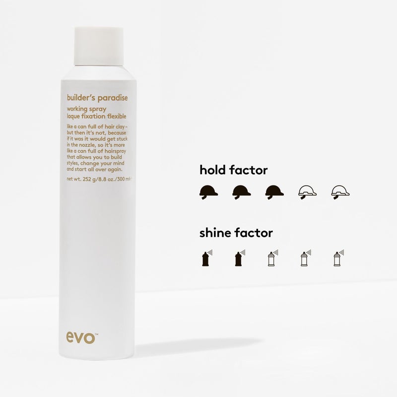 EVO Builder's Paradise Working Spray - Full Size Medium Hold Lightweight Hairspray To Build Shape & Style Control with A Reworkable Finish - 8.8oz - Image 4
