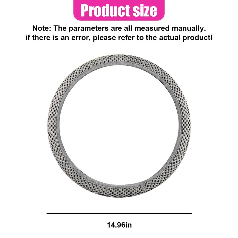 UHANBUT Elastic Stretch Steering Wheel Cover, Anti-Slip 15 inch Microfiber Odorless Breathable Ice Silk Car Steering Wheel Protector, Easy Carry, Warm in Winter & Cool in Summer (Grey) - Image 2
