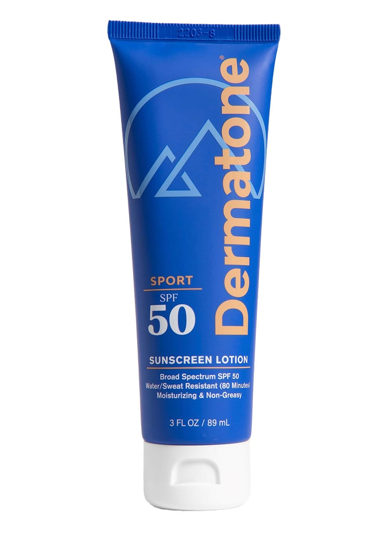 Dermatone Sport Sunscreen Lotion SPF 50  WaterSweat Resistant 80 min  Oxybenzone and Octinoxate Free Sunscreen for Body and Face  Moisturizing  Broad Spectrum Protection SPF Lotion  3oz