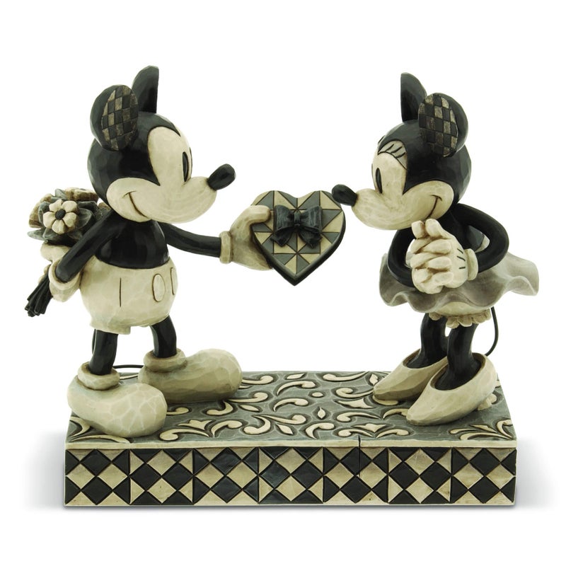 Enesco Disney Traditions by Jim Shore Black  White Mickey  Minnie Mouse Stone Resin Figurine 6