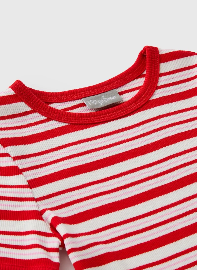 ماتلان Girls Red Stripe T-Shirt