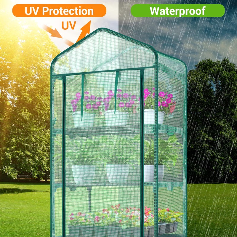 Ohuhu Mini Greenhouse for Indoor Outdoor: Ohuhu Small Plastic Plant Green House 5-Tier Rack Stand Portable Greenhouses with Durable PE Cover for Seedling, Ideal Gardening Gifts for Women Men - Image 2