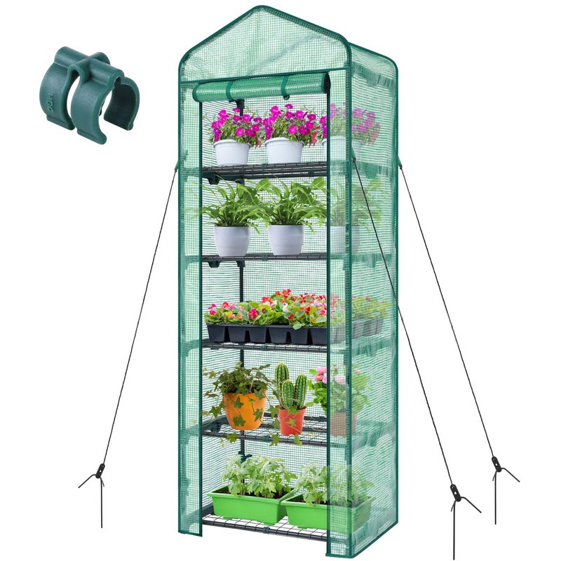 Ohuhu Mini Greenhouse for Indoor Outdoor: Ohuhu Small Plastic Plant Green House 5-Tier Rack Stand Portable Greenhouses with Durable PE Cover for Seedling, Ideal Gardening Gifts for Women Men - Image 1