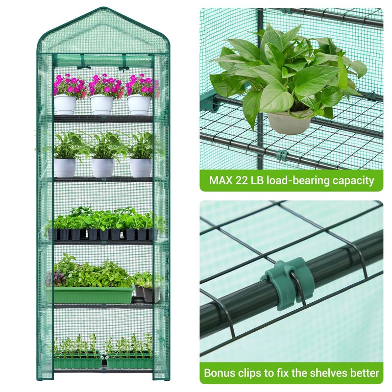 Ohuhu Mini Greenhouse for Indoor Outdoor: Ohuhu Small Plastic Plant Green House 5-Tier Rack Stand Portable Greenhouses with Durable PE Cover for Seedling, Ideal Gardening Gifts for Women Men - Image 3