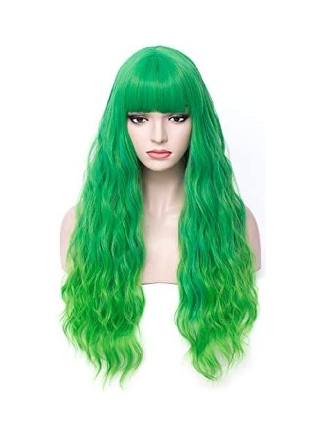 BERON Long Curly Wig With Bangs Green 18inch
