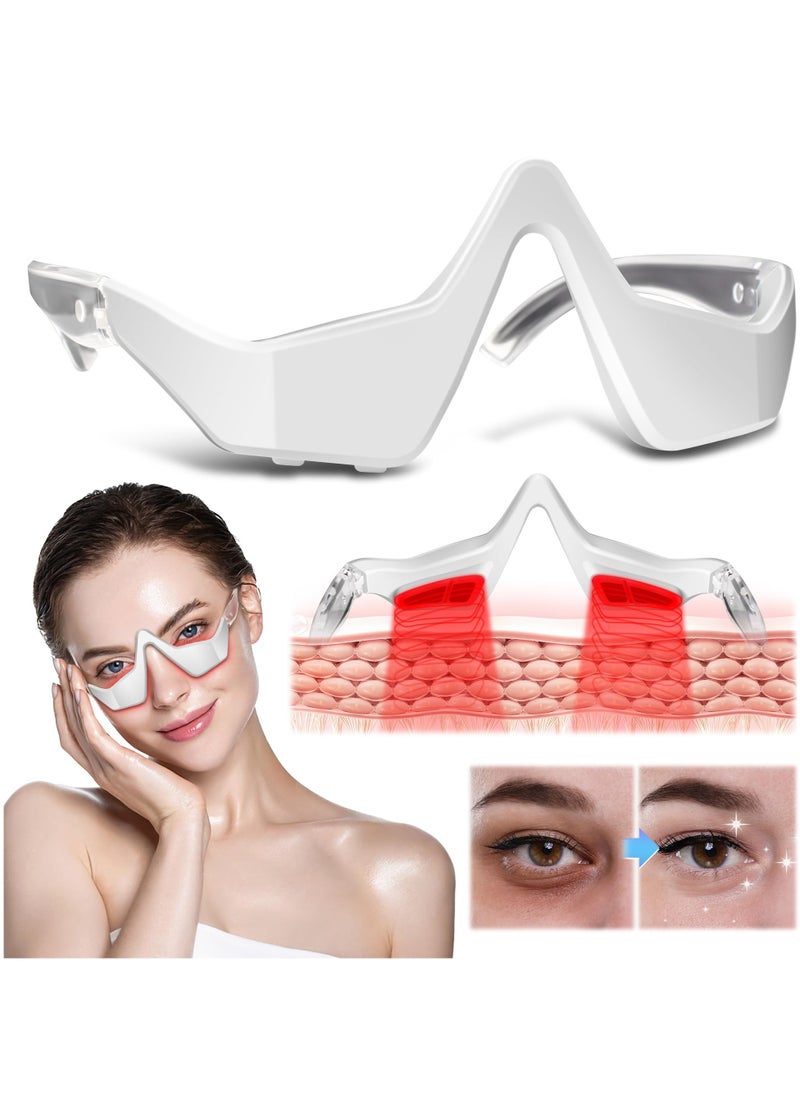 NajmStyle Under Eye Light Therapy Massager Glasses, 2 Modes Light Therapy for Eyes, with Eye Massage for Relieve Eye Fatigue, Eye Bags, Dark Circles (White)  - Image 1