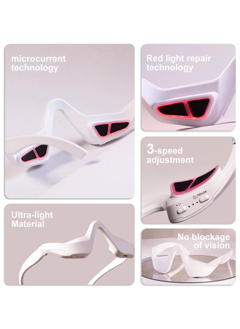 NajmStyle Under Eye Light Therapy Massager Glasses, 2 Modes Light Therapy for Eyes, with Eye Massage for Relieve Eye Fatigue, Eye Bags, Dark Circles (White)  - Image 5