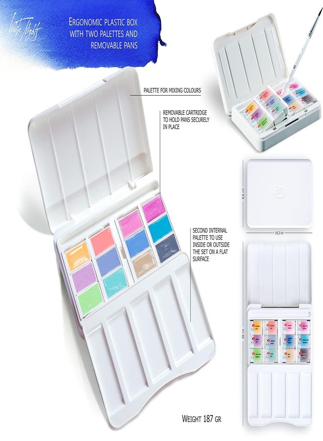White Nights Professional Watercolor Set 12 Full Pans (2.5ml) of Pastel Colors, Extra Fine Artist Grade Pigments, Vibrant & Lightfast, in Portable Durable Plastic Case by Nevskaya Palitra - Image 5