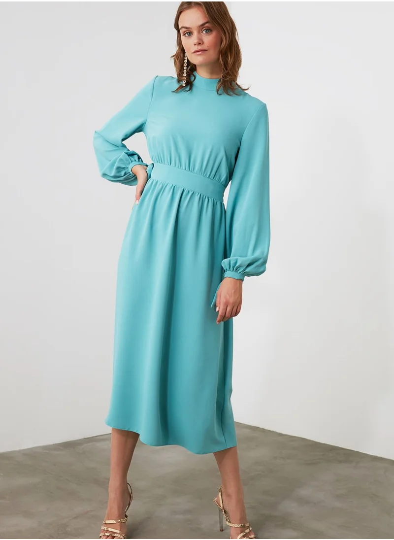 trendyol Pleated High Neck Dress