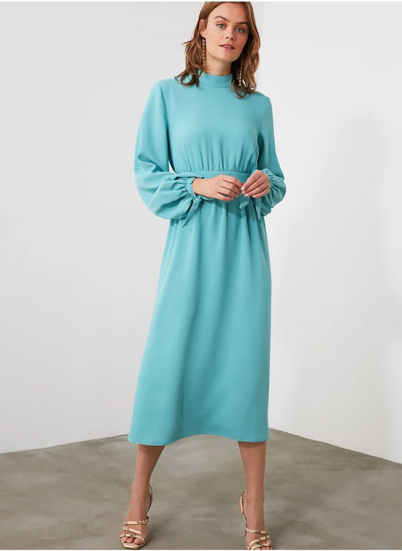 trendyol Pleated High Neck Dress