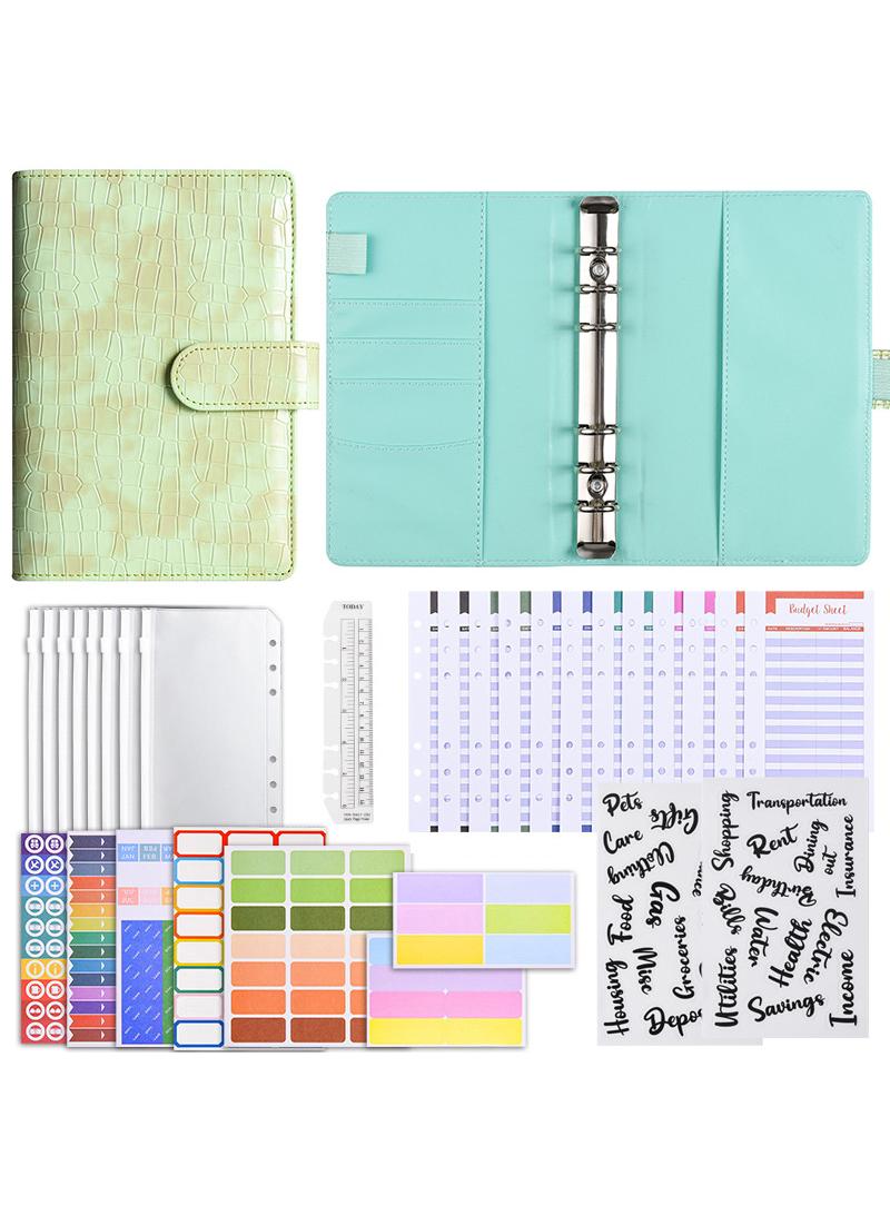 Generic Budget Binder with Zipper Envelopes, Cash Envelopes for Budgeting, PU Leather Budget Binder Planner with Clear Zipper Envelopes, Budget Sheets for Budgeting, Saving Money(Green)  - Image 1