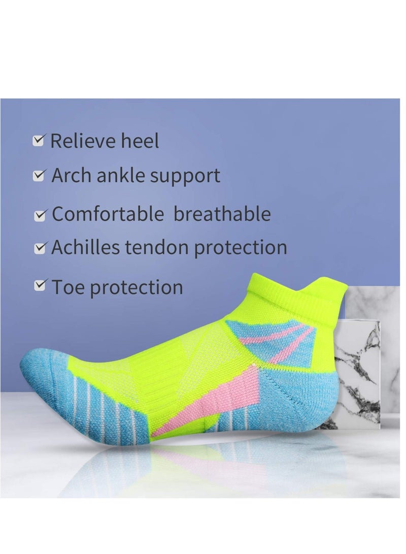 Captaintech 2 Pairs Running Socks for Women, Anti-Blister & Sweat-Wicking, Trainer, Light Weight, Athletic, breathable anti blister soft and light weight, Rose Pink, Fluorescent Green(UK(4-7)/EU(35-40)) - Image 3