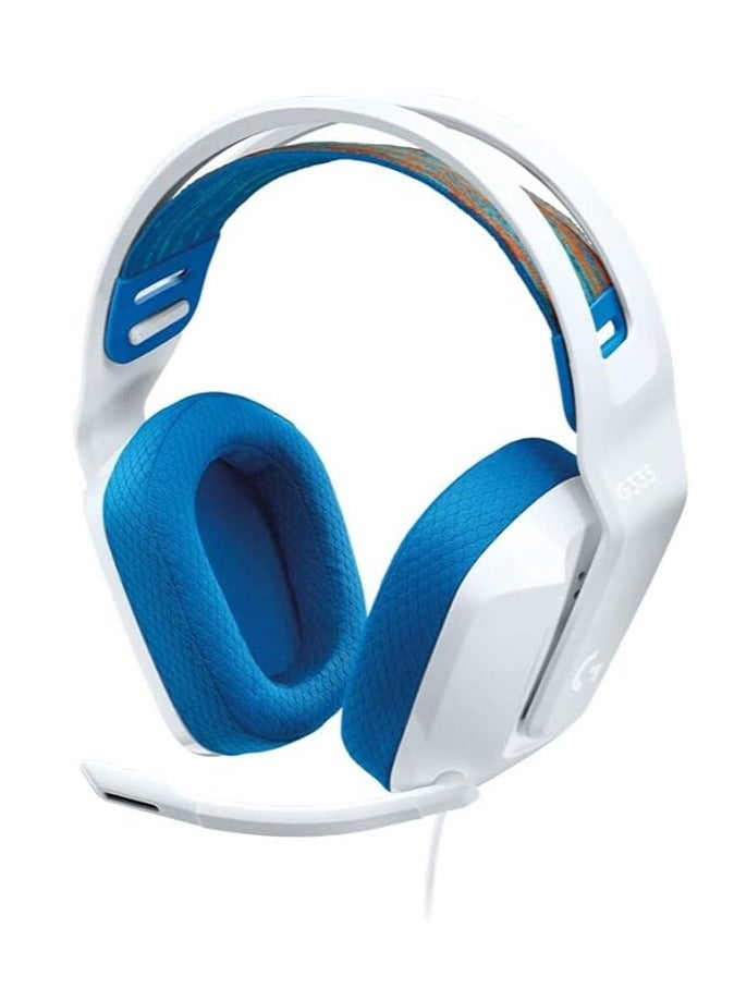 TECH G335 Wired Gaming Headset, With Microphone, 3.5Mm Audio Jack, Comfortable Memory Foam Earpads, Lightweight, Compatible With Pc, Playstation, Xbox, Nintendo Switch - White - Image 1