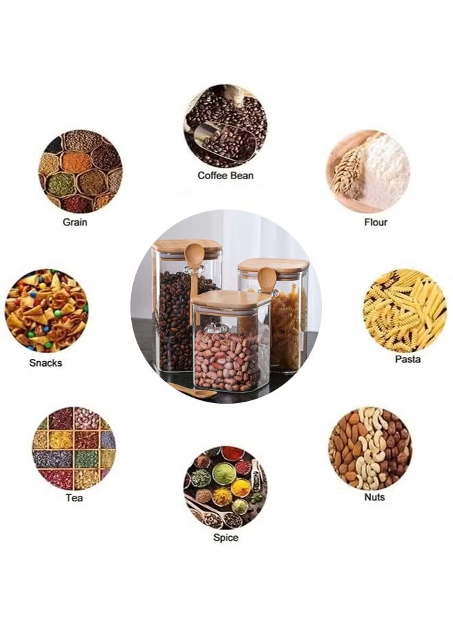 Transparent Glass Sealed Jars, Food Sealed Cans With Spoons And Rubber Sealing Rings, Stackable Sealed Tank Seal Pot, High Borosilicate Glass Storage Container (1000ML*4 PCS) - Image 4