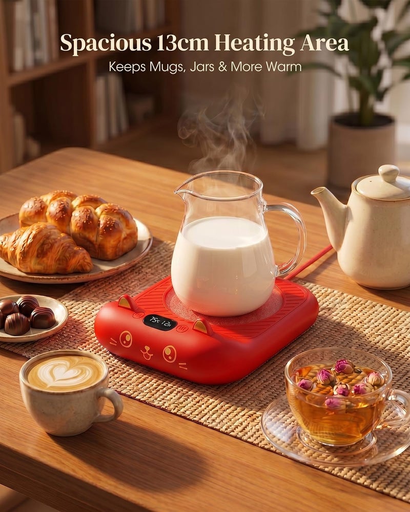 MQFORU Mug Warmer,Coffee Warmer for Desk Candle Warmer Auto Shut Off,Coffee Cup Warmer with 3 Temp Settings,Electric Beverage Warmer Plate for Coffee,Tea,Water Milk and Cocoa (Red) - Image 5