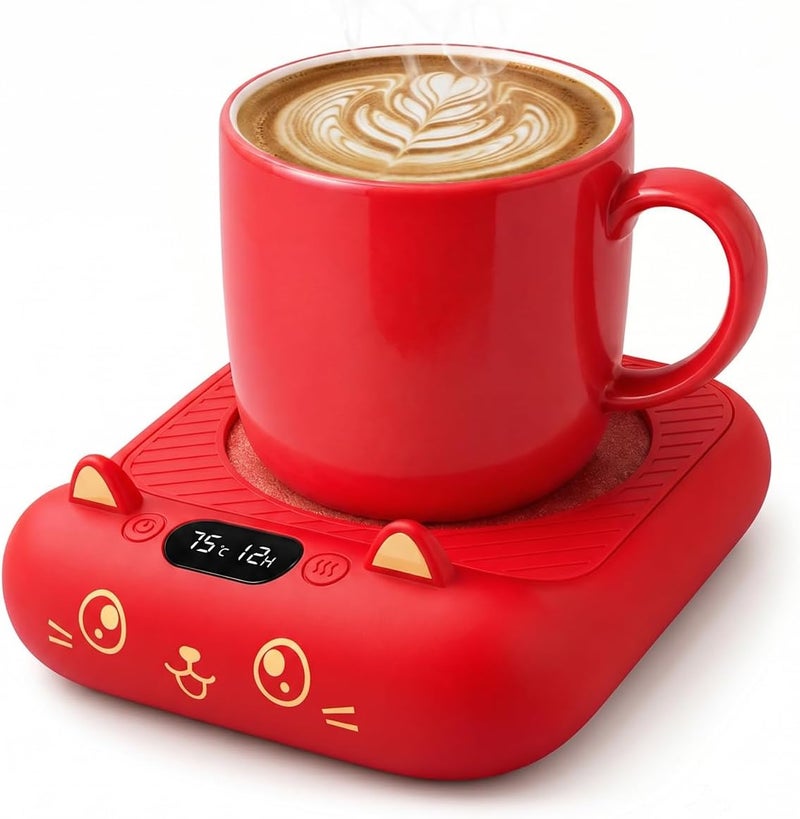 MQFORU Mug Warmer,Coffee Warmer for Desk Candle Warmer Auto Shut Off,Coffee Cup Warmer with 3 Temp Settings,Electric Beverage Warmer Plate for Coffee,Tea,Water Milk and Cocoa (Red) - Image 1