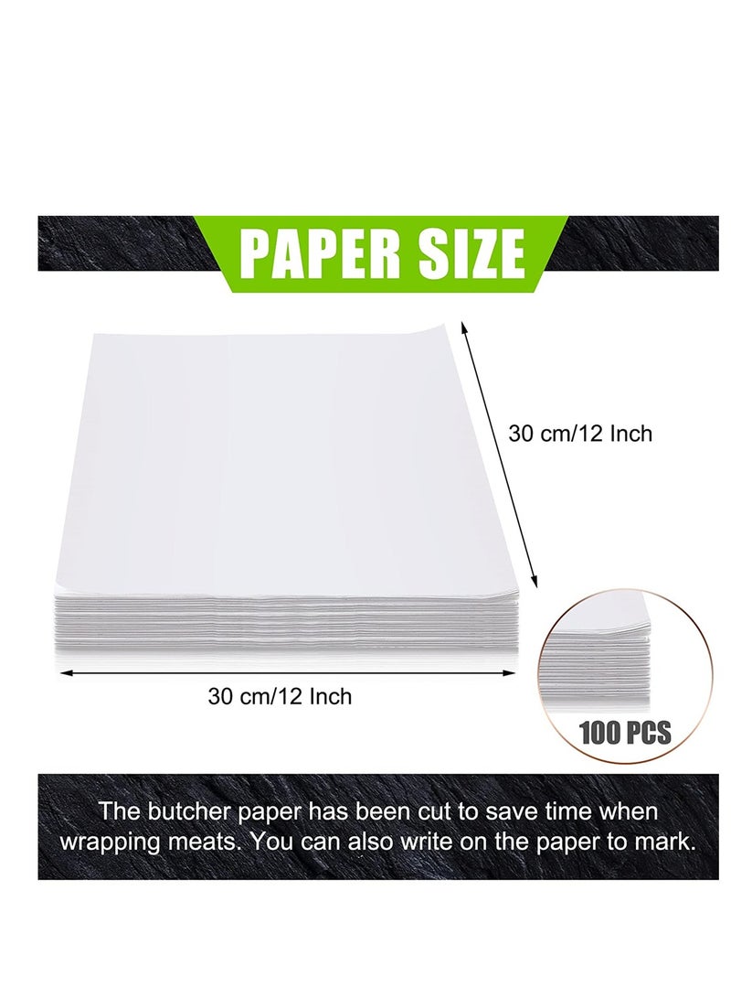 KASTWAVE White Butcher Paper 100 Pieces 12 x 12 Inches Disposable Butcher Paper Sheets Square Meat Sheet Precut Butcher Paper No Wax Butcher Paper for Wrapping Meat Heat PressArt Project - Image 3