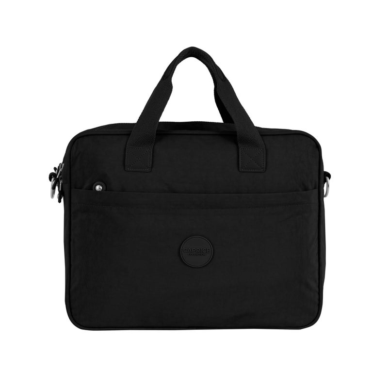 CAPRICE COLLECTION Unisex Laptop Bag – Black, Water-Resistant Nylon, Padded Compartment, Fits 15.6″ Laptops, 12.4L Capacity - Image 3