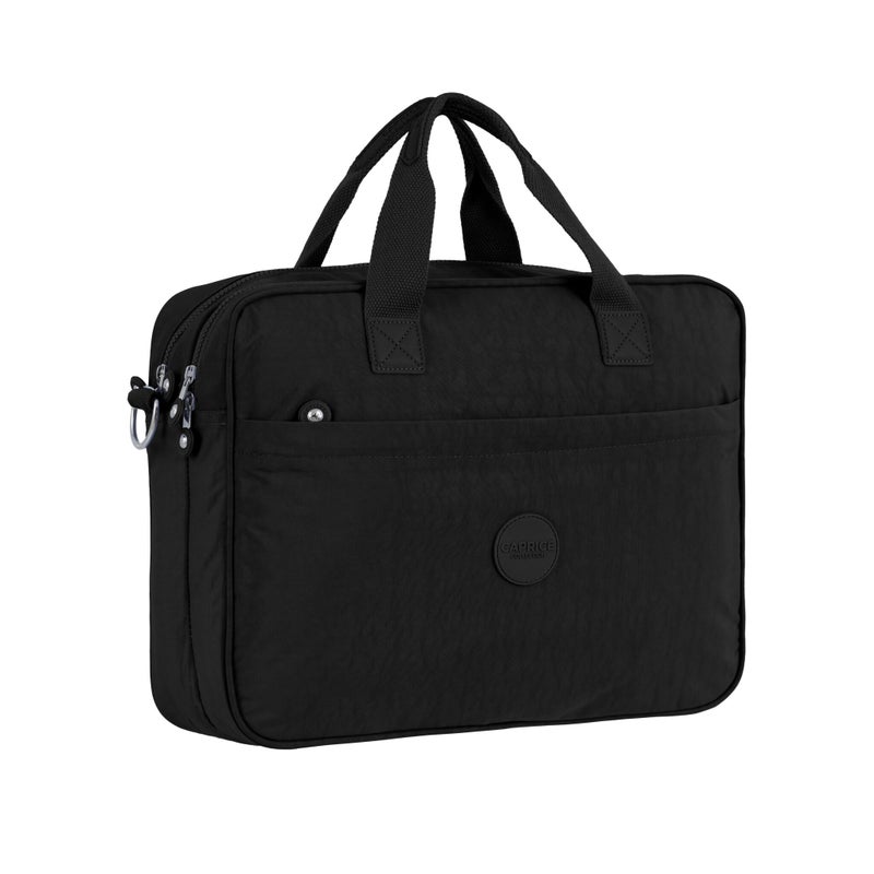 CAPRICE COLLECTION Unisex Laptop Bag – Black, Water-Resistant Nylon, Padded Compartment, Fits 15.6″ Laptops, 12.4L Capacity - Image 1