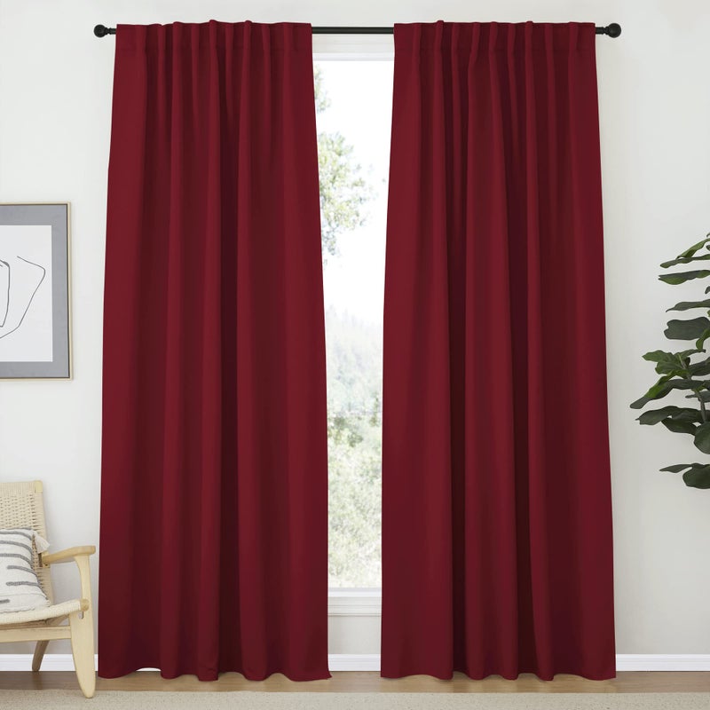 NICETOWN NICETOWN Christmas Burgundy Blackout Window Draperies Curtains  Red Color 70 inches x 84 inches Double Panels Decoration Thermal Insulated Blackout DrapesPanels