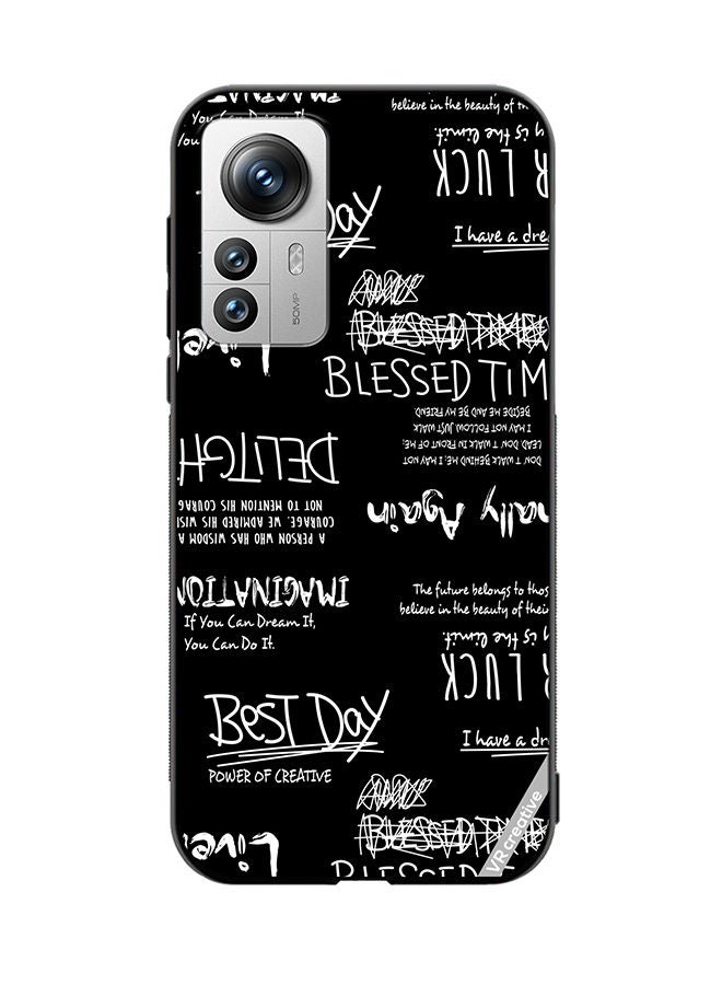 VR CREATIVE Protective Case Cover For Xiaomi 12 Pro Alligraphy And Lettering Black Design Multicolour - Image 1