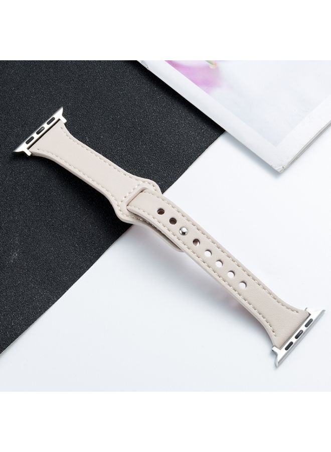 Replacement Strap Microfiber Leather Watch Band For Apple Watch Ultra 49mm&Watch Ultra 2 49mm / Series 9&8&7 45mm / SE 3&SE 2&6&SE&5&4 44mm / 3&2&1 42mm Beige