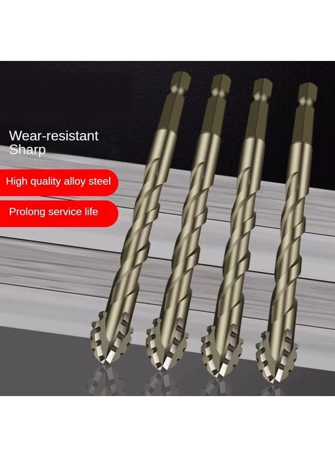 Four Blade Sawtooth Eccentric Drill 6mm All Ceramic Tile Cast Iron Concrete Hexagonal Drill Bit Dry Drilling Tool - Image 2