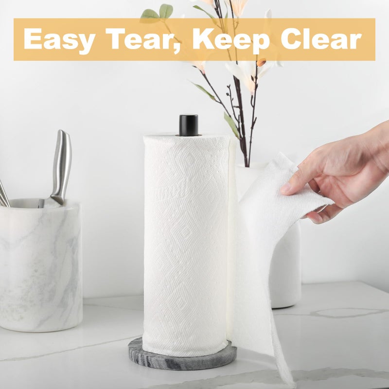 Koville Luxury Norway Granite Paper Towel Holder Countertop, Metal Rod 8" Marble Base Paper Towel Holder Stand for Kitchen Organization and Storage, Fit for Standard or Jumbo-Sized Rolls(Blue Pearl) - Image 5