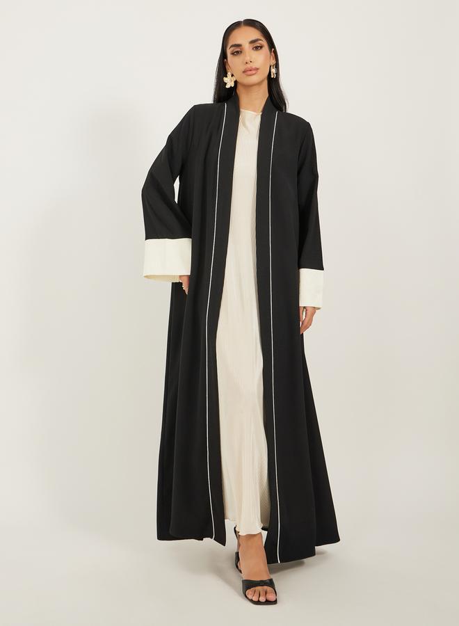 ستايلي عباية - بأكمام مفتوحة مزينة بالجاكار المتباين - Image 1